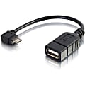 C2G 6in OTG Adapter Cable - USB Mobile Adapter - USB Micro B to A - M/F - USB for Flash Drive, Mouse, Keyboard, Phones , Tablet PC - 6" - 1 x Type A Female USB - 1 x Type B Male Micro USB - Gold-flash Contacts - Shielding - Black 1 thumbnail image