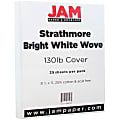 JAM Paper® Card Stock, Strathmore Bright White Wove, Letter (8.5" x 11"), 130 Lb, Pack Of 25