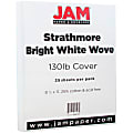JAM Paper® Cover Card Stock, 8 1/2" x 11", 130 Lb, Strathmore Bright White Wove, Pack Of 25 Sheets