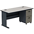 Bush Business Furniture Office Advantage Desk With 2-Drawer Mobile Pedestal, Slate/White Spectrum, Premium Installation