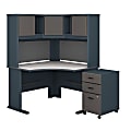 Bush Business Furniture Office Advantage 48"W Corner Desk With Hutch And Mobile File Cabinet, Slate/White Spectrum, Premium Installation