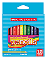 Scholastic Mini Color Pencils, Presharpened, Assorted Colors, Pack Of 12