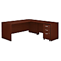 Bush Business Furniture Components 72"W L-Shaped Desk With 48"W Return And Mobile File Cabinet, Mahogany, Premium Installation