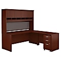 Bush Business Furniture 72"W L-Shaped Corner Desk With Hutch And Mobile File Cabinet, Mahogany, Premium Installation