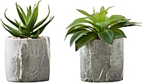 Monarch Specialties Tianna 14”H Artificial Plants With Pots, 7”H x 5”W x 5”D, Green, Set Of 2 Plants
