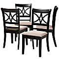Baxton Studio Clarke Dining Chairs, Sand/Espresso Brown, Set of 2 Dining Chairs