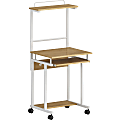 Lorell 2-Shelf Mobile Computer Workstation, 23-3/5" x 20-3/5" x 53-1/2", Maple/White