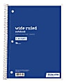 Just Basics® Spiral Notebook, 8" x 10-1/2", Wide Ruled, 70 Sheets, Blue