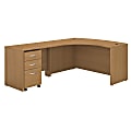 Bush Business Furniture Components Left-Handed L-Shaped Desk With Mobile File Cabinet, Light Oak, Premium Installation