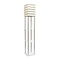 Lalia Home 1-Light Metal Etagere Floor Lamp, 60"H, Brushed Nickel/Birch Wood