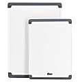 Oster Bergen 2-Piece Rectangular Plastic Cutting Board Set With Non-Slip Feet, White 1 thumbnail image