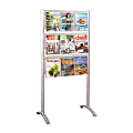 Safco 9-Pocket Magazine Floor Stand - 9 x Magazine, 18 x Pamphlet - 9 Drawer(s) - 62.8" Height x 31.8" Width x 20" Depth - Floor - Silver - Acrylic, Aluminum - 1 / Each