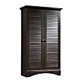 Sauder® Harbor View Storage Cabinet With Louvered Doors, 61"H x 35-5/16"W x 16-3/4"D, Black
