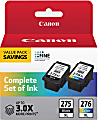 Canon® PG-275XL Black/CL-276XL Tri-Color High-Yield Ink Cartridges, Pack Of 2, 4981C008 1 thumbnail image