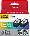 Canon® PG-275XL Black/CL-276XL Tri-Color High-Yield Ink Cartridges, Pack Of 2, 4981C008