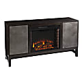 SEI Furniture Lannington Electric Fireplace With Media Storage, 30-3/4”H x 54-1/4”W x 16”D, Brown/Antique Silver