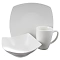 Gibson Home Zen Buffetware 12-Piece Square Dinnerware Set (Four 10-3/4" Dinner Plates, Four 5-1/2" Salad Bowls, Four 12 Oz Mugs), White