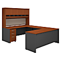 Bush Business Furniture Components 72"W U-Shaped Desk With Hutch And Storage, Auburn Maple/Graphite Gray, Premium Installation