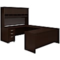 Bush Business Furniture Components 72"W U-Shaped Desk With Hutch And Storage, Mocha Cherry, Premium Installation