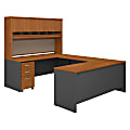 Bush Business Furniture 72"W U-Shaped Corner Desk With Hutch And Storage, Natural Cherry/Graphite Gray, Premium Installation