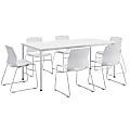 KFI Studios Dailey Table Set With 6 Sled Chairs, White Table/White Chairs