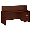 Bush Business Furniture Components 72"W x 30"D Reception Desk With Mobile File Cabinet, Mahogany, Premium Installation