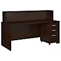 Bush Business Furniture Components 72"W x 30"D Reception Desk With Mobile File Cabinet, Mocha Cherry, Premium Installation