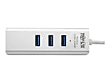 Tripp Lite USB 3.0 SuperSpeed to Gigabit Ethernet NIC Network Adapter w/ 3 Port USB Hub - Network adapter - USB 3.0 - Gigabit Ethernet x 1 + USB 3.0 x 3 - silver