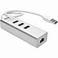 Tripp Lite USB 3.0 SuperSpeed to Gigabit Ethernet NIC Network Adapter w/ 3 Port USB Hub - Network adapter - U336U03GB 1 thumbnail image