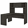 Kathy Ireland Office Echo L-Shaped Desk With Hutch, Charcoal Maple, Standard Delivery