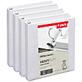 Office Depot® Heavy-Duty View 3-Ring Binder, 1" D-Rings, 49% Recycled, White, Pack Of 4 1 thumbnail image