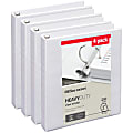 Office Depot® Heavy-Duty View 3-Ring Binder, 1" D-Rings, 49% Recycled, White, Pack Of 4