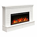 Ameriwood Home Hathaway Wide Shiplap Mantel With Linear Electric Fireplace And Storage Drawers, 37-3/4"H x 64"W x 13-1/4"D, White 1 thumbnail image