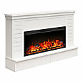 Ameriwood Home Hathaway Wide Shiplap Mantel With Linear Electric Fireplace And Storage Drawers, 37-3/4"H x 64"W x 13-1/4"D, White