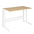 LumiSource Roman 45"W Office Computer Desk, White/Natural 1 thumbnail image