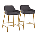 LumiSource Daniella Counter Stools, Charcoal/Gold, Set Of 2 Stools