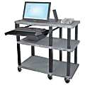 Tuffy Wide-Platform Presentation Station With Open Shelves, 42"H x 36"W x 18"D, Gray