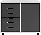 Trendfurn Omnia 1-Door Roll Cart, 6 Drawers, 25-3/4” x 31-1/3”, White/Gray 1 thumbnail image