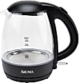 Aroma 1.2L Cordless Glass Kettle, 7-1/2”H x 6-1/2”W x 9-1/2”D, Clear/Black 1 thumbnail image
