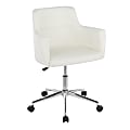 LumiSource Andrew Faux Leather High-Back Office Chair, Chrome/White