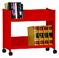Sandusky® Book Truck, Single-Sided With 2 Sloped Shelves, 25"H x 29"W x 14"D, Red
