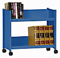 Sandusky® Book Truck, Single-Sided With 2 Sloped Shelves, 25"H x 29"W x 14"D, Blue