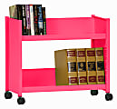 Sandusky® Book Truck, Single-Sided With 2 Sloped Shelves, 25"H x 29"W x 14"D, Pink