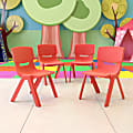 Flash Furniture Plastic Stackable School Chairs With 13-1/4" Seat Height, Red, Pack Of 4 Chairs 1 thumbnail image