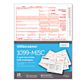 Office Depot® Brand 1099-MISC Inkjet/Laser Tax Forms For 2017 Tax Year With Envelopes, 2-Up, 4-Part, 8 1/2" x 11", Pack Of 10