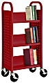 Sandusky® Book Truck, Single-Sided With 3 Sloped Shelves, 46"H x 18"W x 14"D, Red