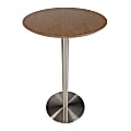 Eurostyle Cookie-B Bar Table, 41-1/3”H x 25-3/5”W x 25-3/5”D, Brushed Steel/Walnut