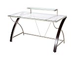 Realspace® Axley 55”W Glass Computer Desk, Cherry/Silver