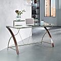 Realspace® Axley 55”W Glass Computer Desk, Cherry/Silver 1 thumbnail image