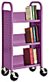 Sandusky® Book Truck, Single-Sided With 3 Sloped Shelves, 46"H x 18"W x 14"D, Grape